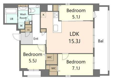 S-RESIDENCE大手門AWESOME(3LDK/6階)の間取り写真