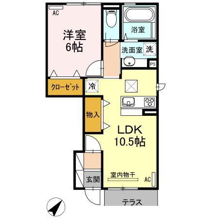 ルーエンハイム(1LDK/1階)の間取り写真