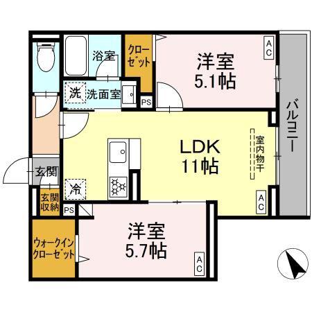 セレスティア桜上水(2LDK/3階)の間取り写真