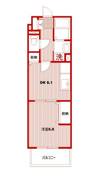 エヴァーグリーン新羽(1DK/2階)の間取り写真