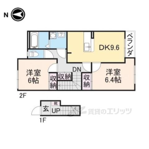 パティオ リッチモンドW棟(2DK/2階)の間取り写真