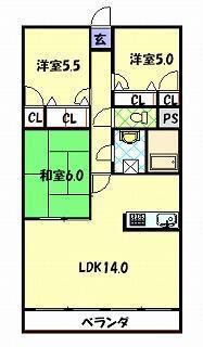 イーストヒルズ桜木(3LDK/3階)の間取り写真