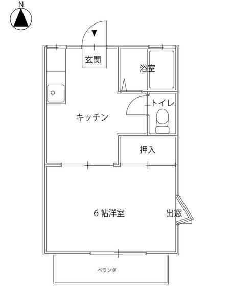 ジュネス東岡山(1K/1階)の間取り写真