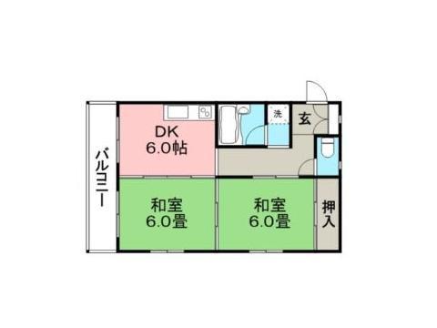 アドバンス参番館(2DK/2階)の間取り写真