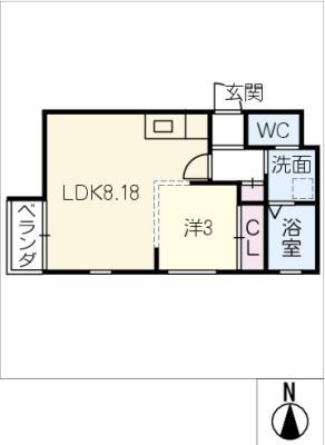 プランベイム幅下 サウス(1LDK/3階)の間取り写真