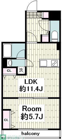 蒔田サウススクエア(1LDK/4階)の間取り写真