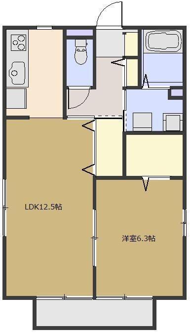 ビエントデルソルI(1LDK/2階)の間取り写真