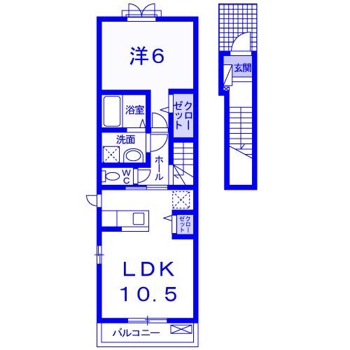 プライムタウンA(1LDK/2階)の間取り写真