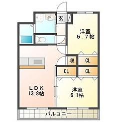IBB6(2LDK/2階)の間取り写真