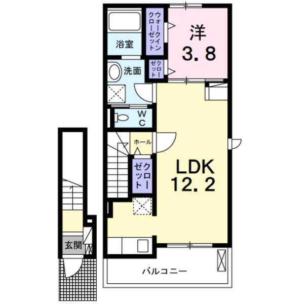 サウス・アデリーヌ(1LDK/2階)の間取り写真