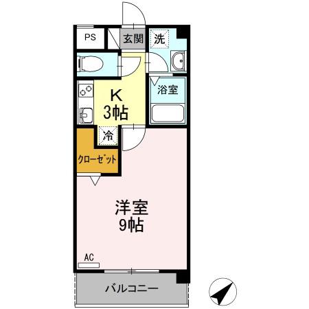 ウィング青山(1K/5階)の間取り写真