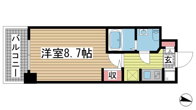 S-RESIDENCE神戸磯上通(1K/11階)の間取り写真