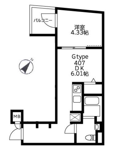 U RESIDENCE武蔵小山(1DK/2階)の間取り写真
