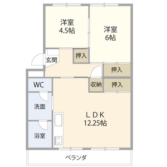 マンションニュー木曽川 D棟(2LDK/2階)の間取り写真