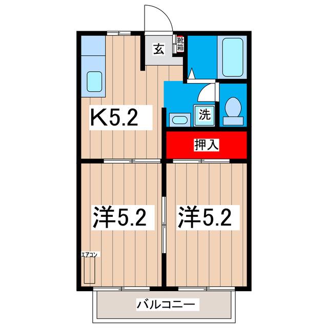 フレグランス本宮B(2K/1階)の間取り写真