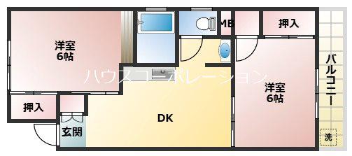高倉マンション(2LDK/2階)の間取り写真