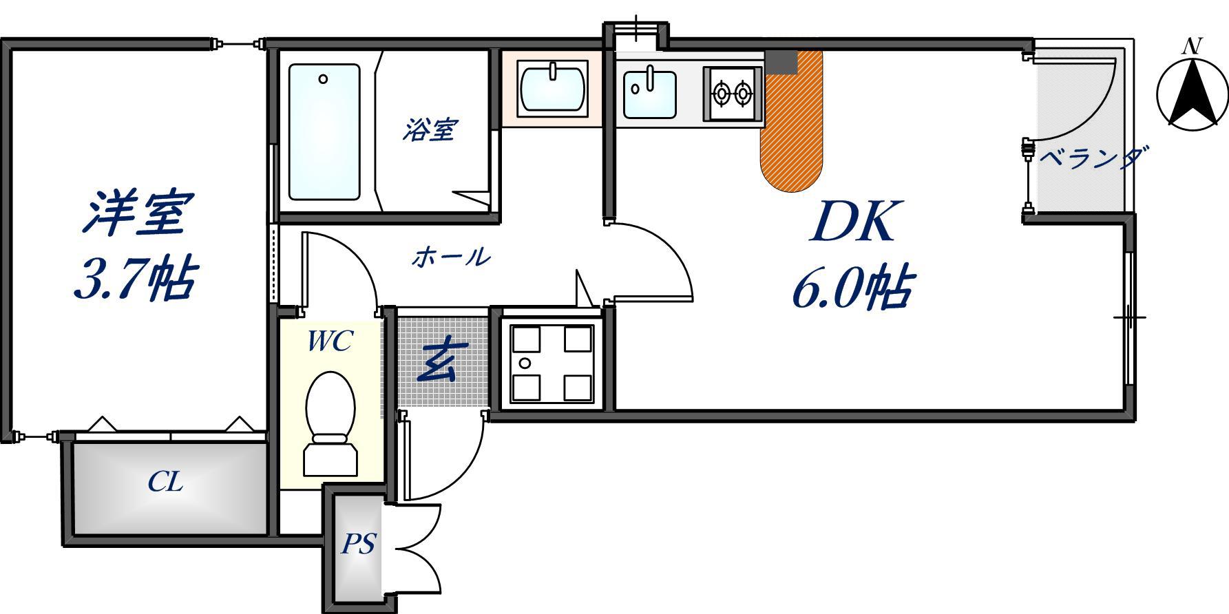 アリスコートバンブー(1DK/3階)の間取り写真