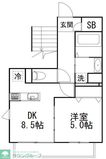 ティーズハイツ緑が丘(1DK/3階)の間取り写真