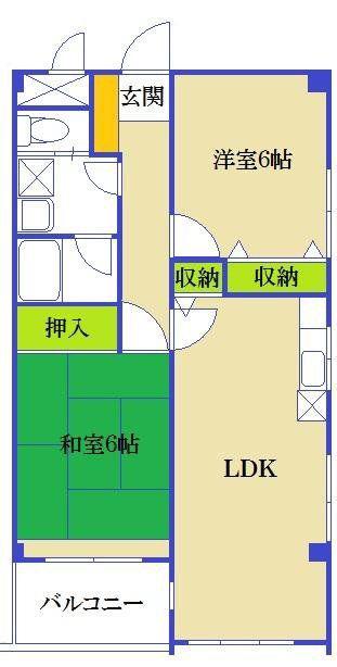 ネバーランド(2LDK/2階)の間取り写真