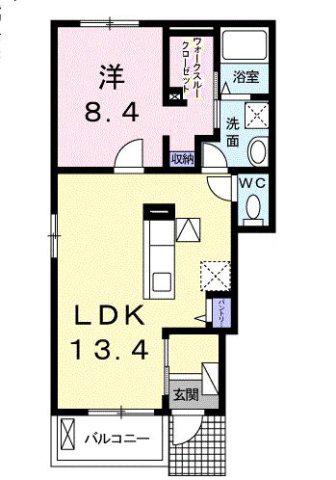 サンシャインB(1LDK/1階)の間取り写真