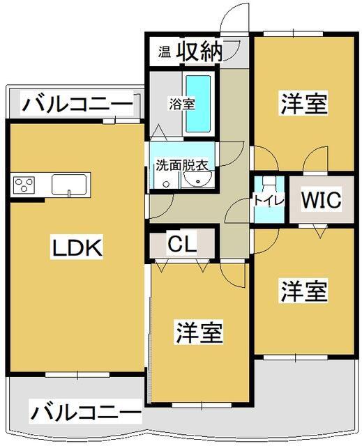 ルート本城学研台(3LDK/3階)の間取り写真