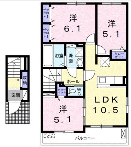 パルグランデII(3LDK/2階)の間取り写真