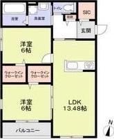 ルミエール野間北(2LDK/1階)の間取り写真