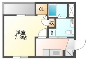 ピノアール(1K/1階)の間取り写真