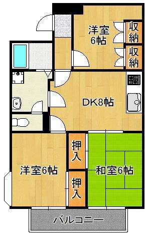 CASACEREZO槻田(3DK/4階)の間取り写真