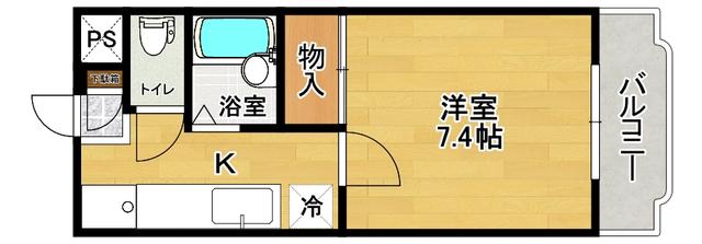 ツインE&T(1K/2階)の間取り写真
