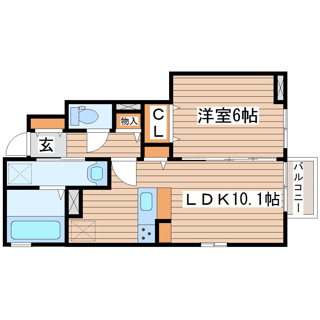 D-ROOMエクセル(1LDK/1階)の間取り写真