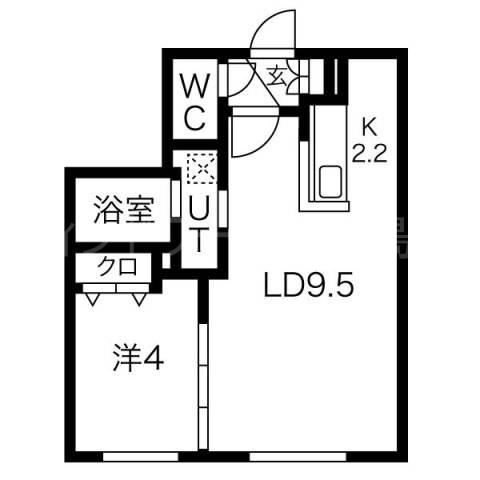 ラ・ムーン菊水(1LDK/3階)の間取り写真