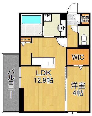 D-ROOM則松(1LDK/3階)の間取り写真