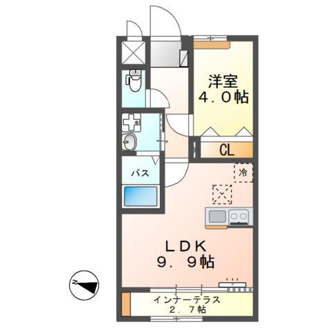 つくば市酒丸アパート(1LDK/1階)の間取り写真