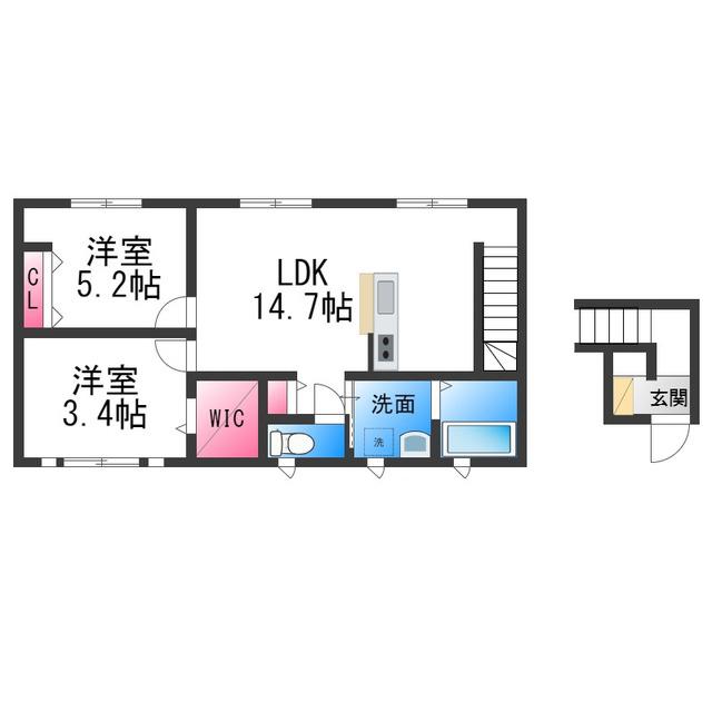 JR阪和線 鳳駅 徒歩8分 2階建 築2年(2LDK/2階)の間取り写真