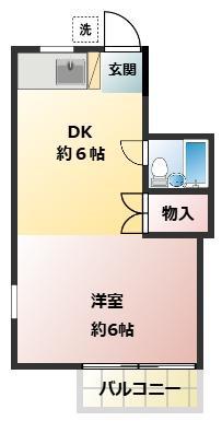 ヴェルディー弘明寺 B(1DK/2階)の間取り写真