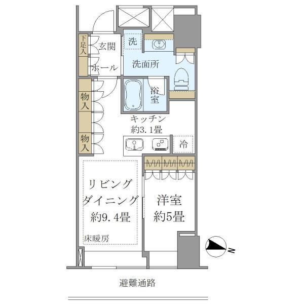 BRILLIA TOWER堂島(1LDK/27階)の間取り写真
