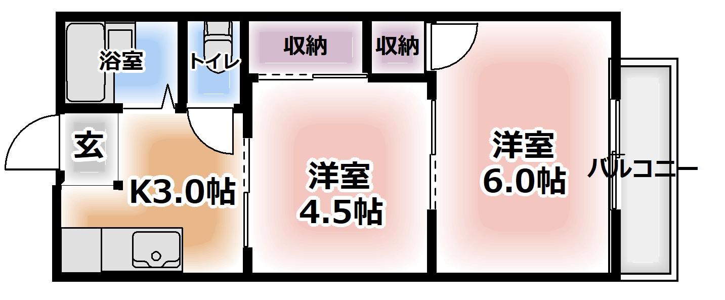 グレイスハイツ(2DK/2階)の間取り写真