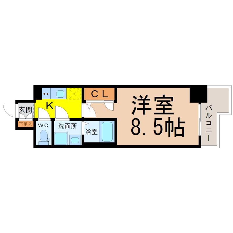 エスリード名城公園(1K/2階)の間取り写真