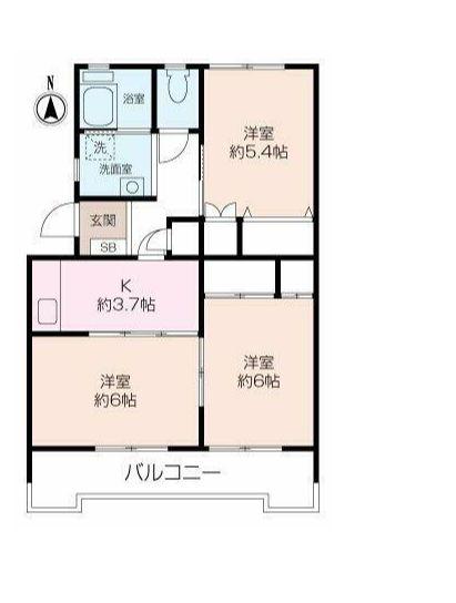 汲沢西団地1号棟(3K/5階)の間取り写真