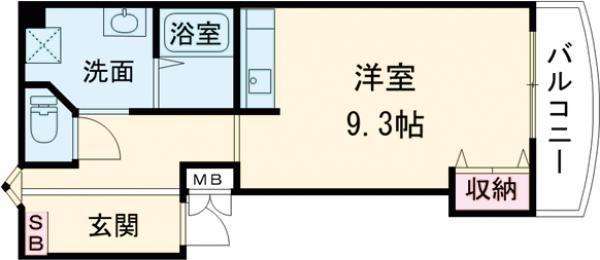 ハローハイツ(ワンルーム/3階)の間取り写真