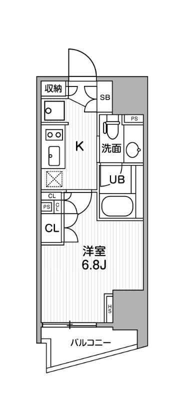 シーズンフラッツ大井町(1K/3階)の間取り写真
