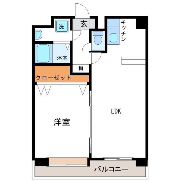 パルクヴェール公立大(1LDK/2階)の間取り写真