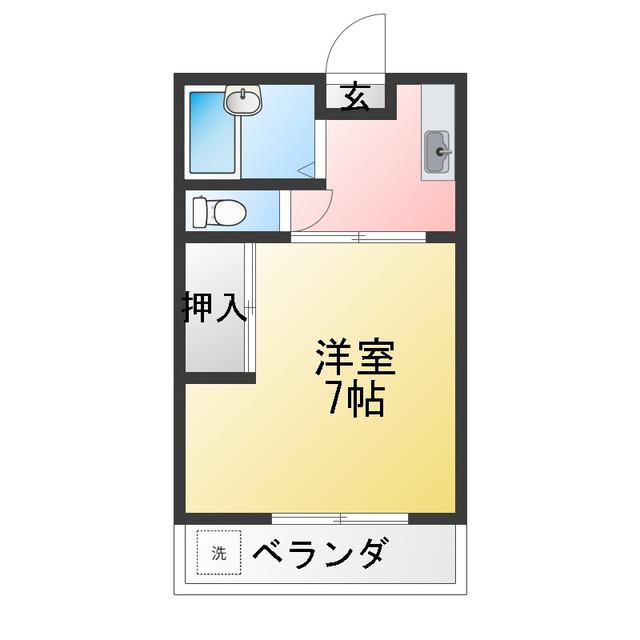 フジハイツ(1K/2階)の間取り写真