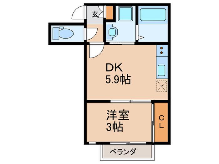 SMILEAX博多イーストIII(1DK/2階)の間取り写真