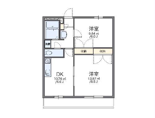 レオパレスアスンシオン(2DK/2階)の間取り写真