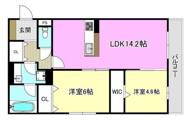 ラヴィエール南茨木II(2LDK/1階)の間取り写真