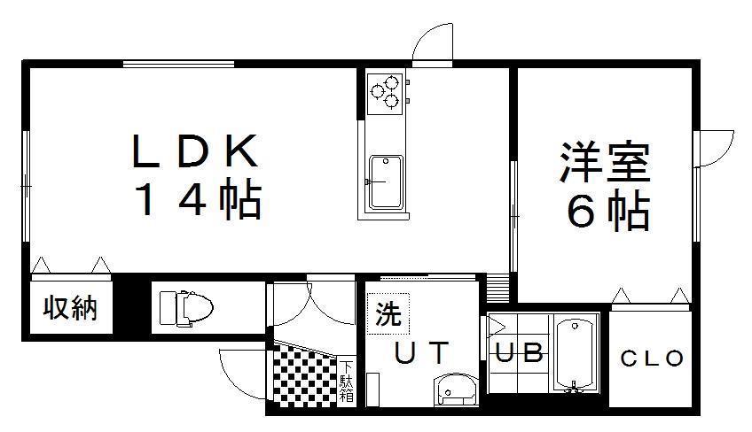 JR根室本線 釧路駅 バス乗車時間:18分 最寄りバス停で下車 徒歩3分 2階建 築8年(1LDK/2階)の間取り写真