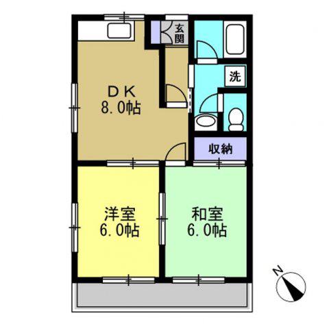 モンレーブまとば(2DK/2階)の間取り写真