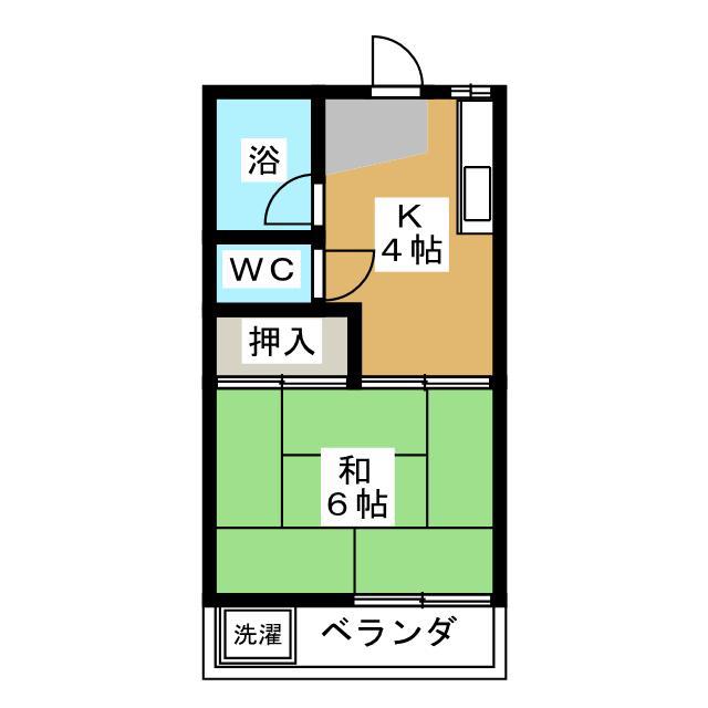 高井ハイツB(1K/2階)の間取り写真